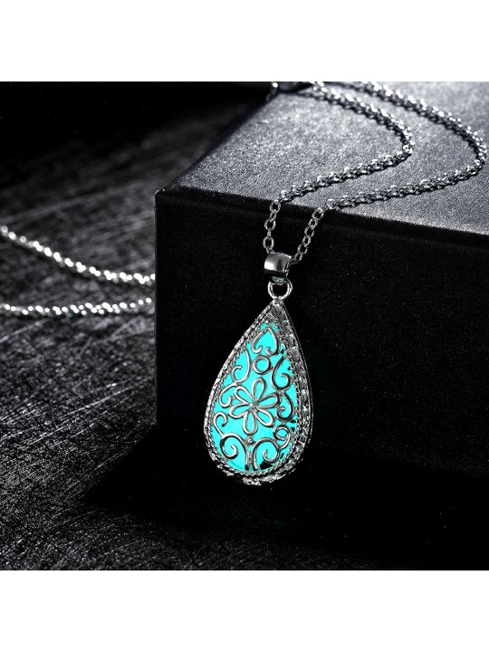 Collier Goutte d'Eau Bleu Claire - Laiton Plaqué Argent