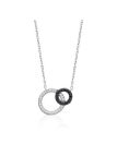 Collier Doubles Cercles avec Pierre Noire - Argent 925