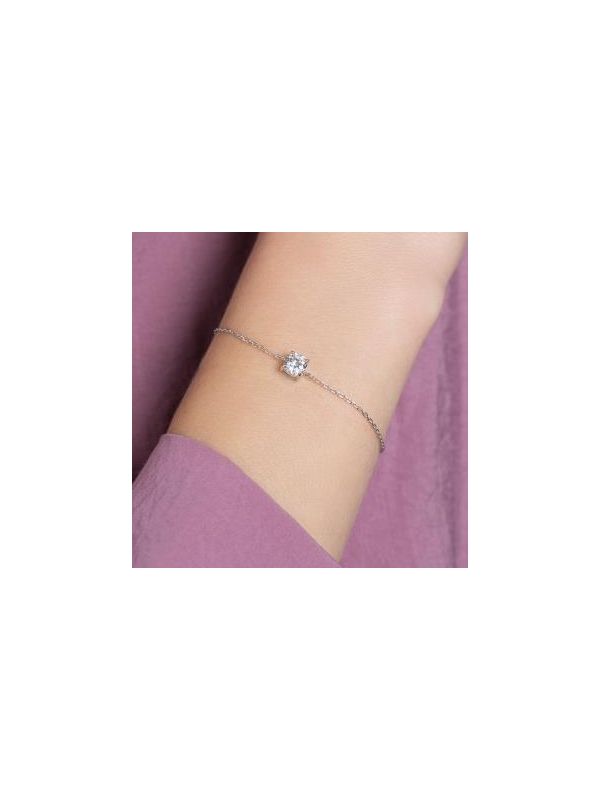 Bracelet Chaîne en Argent Sterling 925 avec Solitaire en Zircon - Éclat Raffiné et Style Intemporel