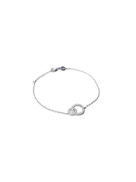 Bracelet Chaîne en Argent Sterling 925 avec Deux Anneaux Incrustés de Zircon - Tailles Contrastées pour Élégance Unique