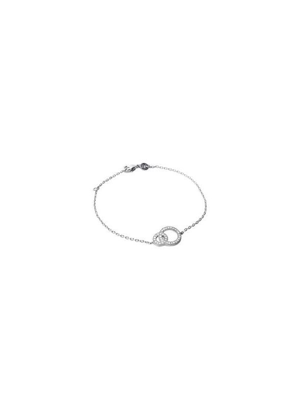 Bracelet Chaîne en Argent Sterling 925 avec Deux Anneaux Incrustés de Zircon - Tailles Contrastées pour Élégance Unique