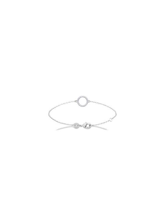 Bracelet Chaîne en Argent Sterling 925 avec Anneau Incrusté de Zircon - Élégance Scintillante et Moderne