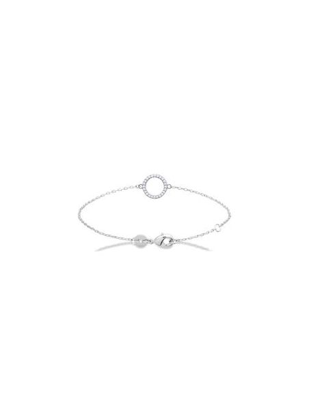 Bracelet Chaîne en Argent Sterling 925 avec Anneau Incrusté de Zircon - Élégance Scintillante et Moderne