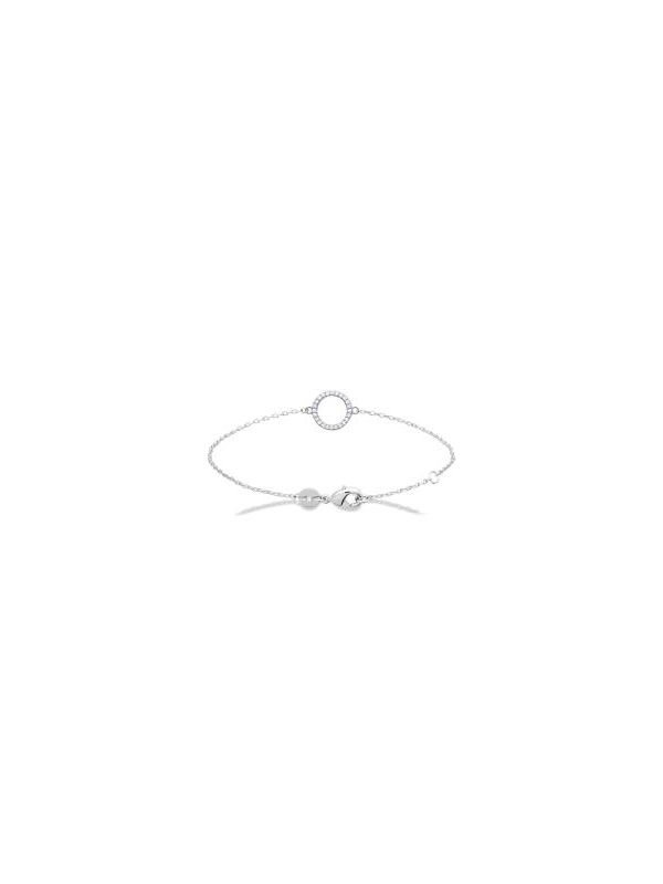 Bracelet Chaîne en Argent Sterling 925 avec Anneau Incrusté de Zircon - Élégance Scintillante et Moderne