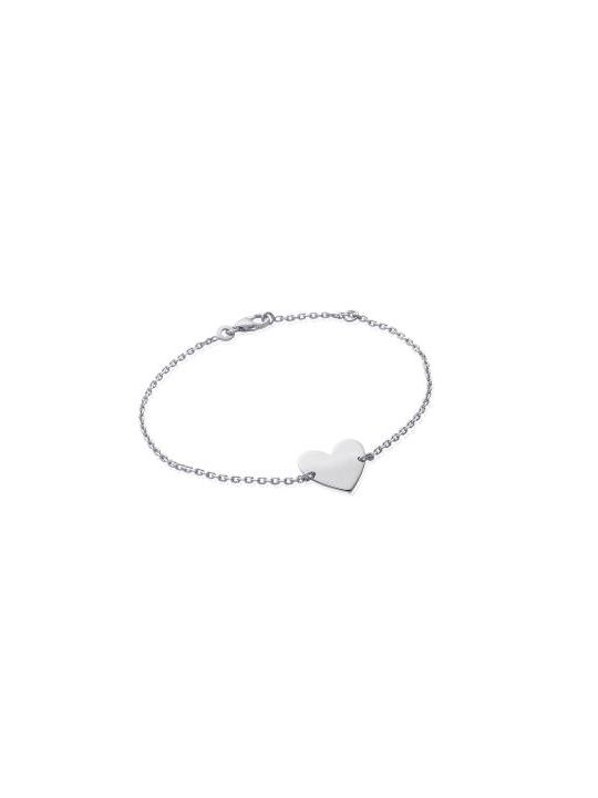 Bracelet Chaîne en Argent Sterling 925 avec Cœur Plein - Expression d'Amour Classique et Élégante