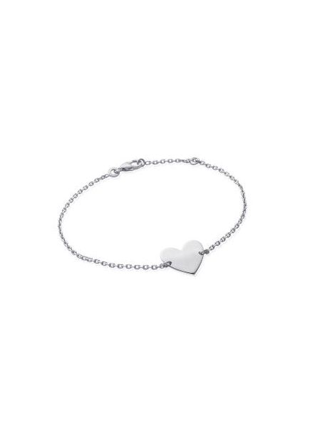 Bracelet Chaîne en Argent Sterling 925 avec Cœur Plein - Expression d'Amour Classique et Élégante