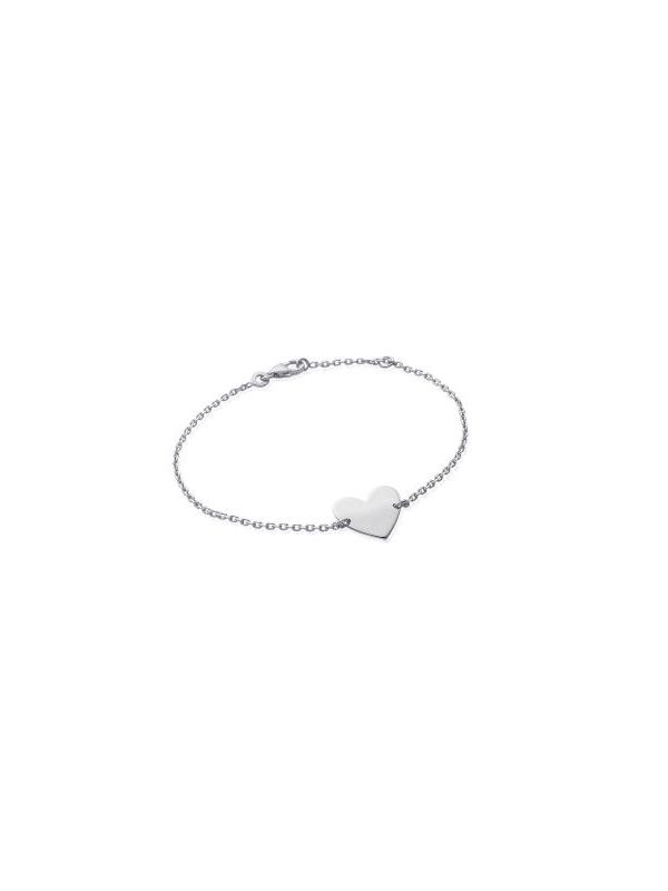 Bracelet Chaîne en Argent Sterling 925 avec Cœur Plein - Expression d'Amour Classique et Élégante