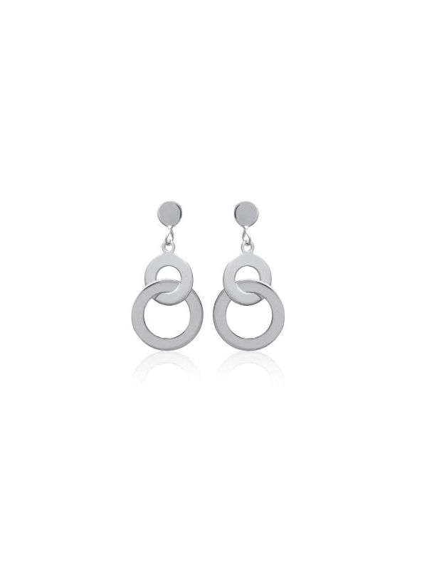 Boucles d'Oreilles en Argent Sterling 925 avec Deux Petits Cercles Entremêlés, dont un Incrusté de Zircon