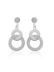 Boucles d'Oreilles en Argent Sterling 925 avec Deux Petits Cercles Entremêlés, dont un Incrusté de Zircon