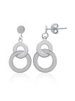 Boucles d'Oreilles en Argent Sterling 925 avec Deux Petits Cercles Entremêlés, dont un Incrusté de Zircon