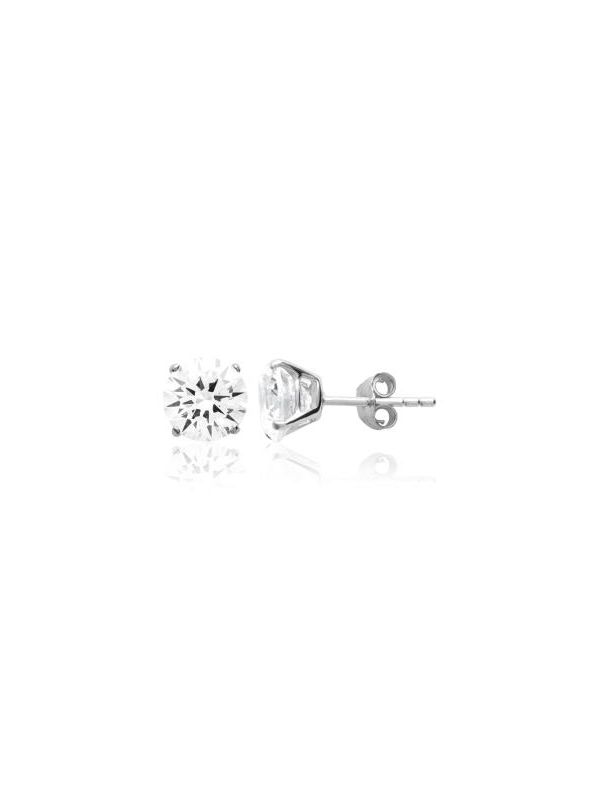 Boucles d'Oreilles Clou en Argent Sterling 925 avec Solitaire en Zircon - Élégance Intemporelle et Fermoir Poussette