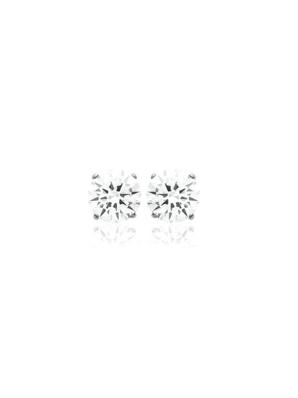 Boucles d'Oreilles Clou en Argent Sterling 925 avec Solitaire en Zircon - Élégance Intemporelle et Fermoir Poussette