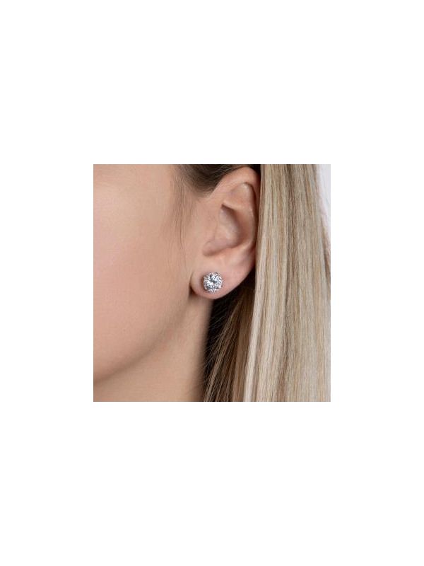 Boucles d'Oreilles Clou en Argent Sterling 925 avec Solitaire en Zircon - Élégance Intemporelle et Fermoir Poussette