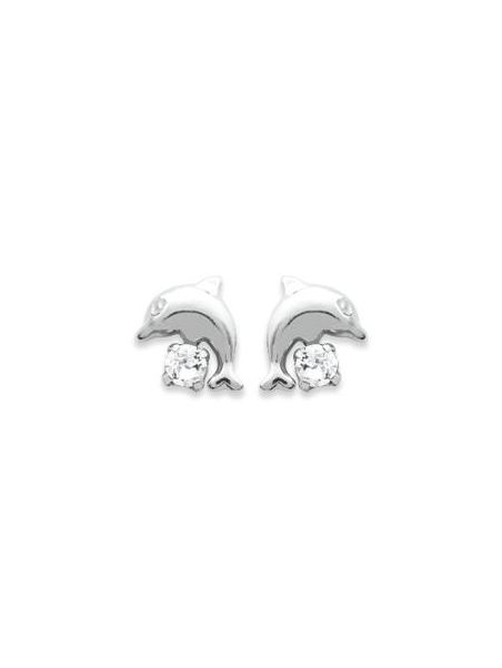 Boucles d'Oreilles en Argent Sterling 925 avec Dauphins - Charme Marin et Fermoir Poussette