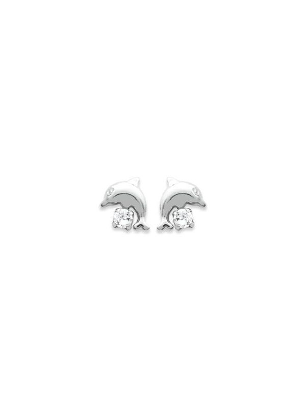 Boucles d'Oreilles en Argent Sterling 925 avec Dauphins - Charme Marin et Fermoir Poussette