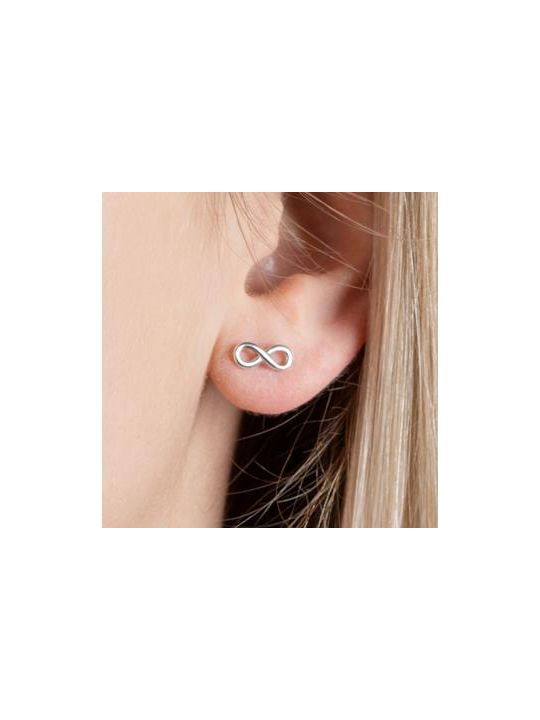 Boucles d'Oreilles en Argent Sterling 925 avec Signe Infini - Symbole Éternel et Fermoir Poussette