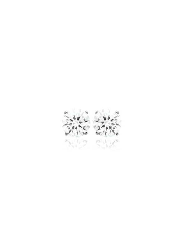 Boucles d'Oreilles Clou en Argent Sterling 925 avec Zircon Solitaire - Éclat Classique et Fermoir Poussette