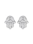 Boucles d'Oreilles en Argent Sterling 925 avec Main de Fatma - Symbole de Protection et Fermoir Poussette