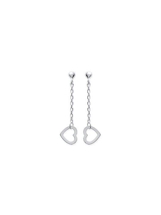 Boucles d'Oreilles en Argent Sterling 925 avec Chaîne Pendante et Cœur - Romance Délicate et Fermoir Poussette