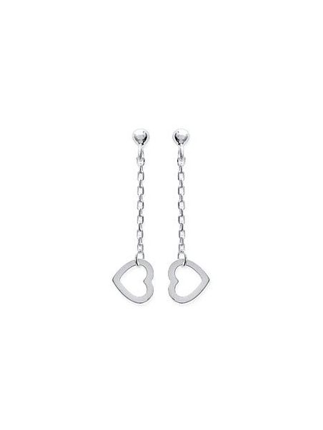 Boucles d'Oreilles en Argent Sterling 925 avec Chaîne Pendante et Cœur - Romance Délicate et Fermoir Poussette