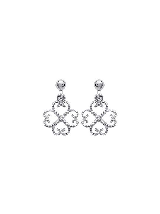 Boucles d'Oreilles en Argent Sterling 925 avec Trèfle à Quatre Feuilles - Porte-Bonheur Élégant avec Fermoir Poussette