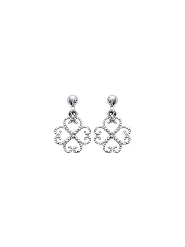 Boucles d'Oreilles en Argent Sterling 925 avec Trèfle à Quatre Feuilles - Porte-Bonheur Élégant avec Fermoir Poussette