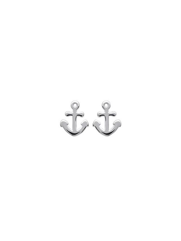 Boucles d'Oreilles en Argent Sterling 925 avec Ancre Marine - Style Nautique Élégant et Fermoir Poussette