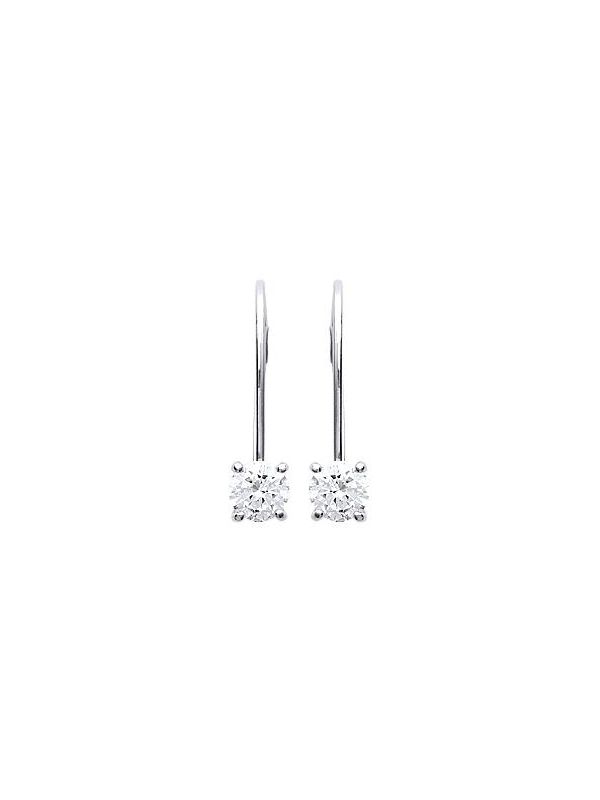 Boucles d'Oreilles à Crochet en Argent Sterling 925 avec Solitaire en Zircon - Élégance Intemporelle