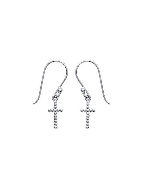 Boucles d'Oreilles à Crochet en Argent Sterling 925 avec Symbole de la Croix Chrétienne - Foi et Élégance