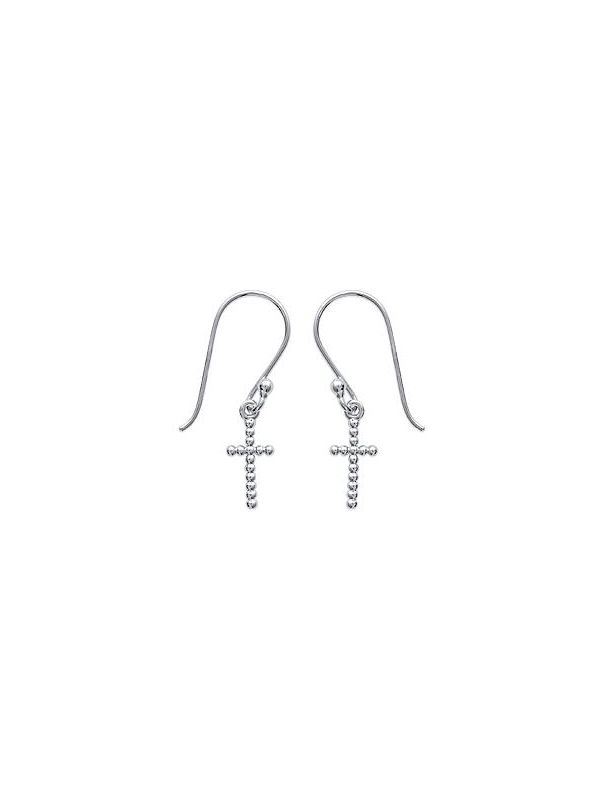 Boucles d'Oreilles à Crochet en Argent Sterling 925 avec Symbole de la Croix Chrétienne - Foi et Élégance