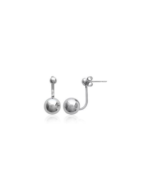 Boucles d'Oreilles Clou en Argent Sterling 925 avec Sphère - Design Minimaliste et Fermoir Poussette