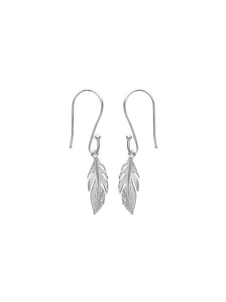 Boucles d'Oreilles à Crochet en Argent Sterling 925 avec Plume - Élégance Naturelle et Raffinée