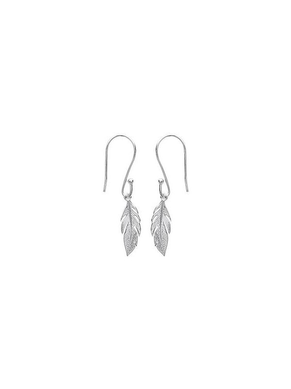 Boucles d'Oreilles à Crochet en Argent Sterling 925 avec Plume - Élégance Naturelle et Raffinée