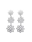 Boucles d'Oreilles en Argent Sterling 925 avec Trois Fleurs - Design Floral Délicat et Fermoir Poussette