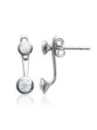 Boucles d'Oreilles Double Puce en Argent Sterling 925 avec Zircon - Design Contemporain et Fermoir Poussette