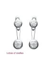 Boucles d'Oreilles Double Puce en Argent Sterling 925 avec Zircon - Design Contemporain et Fermoir Poussette