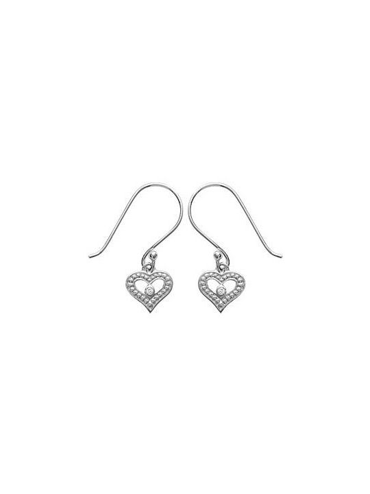 Boucles d'Oreilles à Crochet en Argent Sterling 925 avec Cœur et Zircon Central - Élégance Romantique