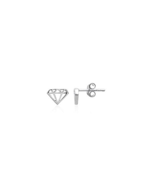 Boucles d'Oreilles en Argent Sterling 925 avec Motif Diamant - Design Sophistiqué et Fermoir Poussette