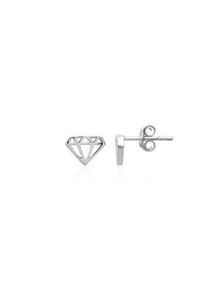 Boucles d'Oreilles en Argent Sterling 925 avec Motif Diamant - Design Sophistiqué et Fermoir Poussette