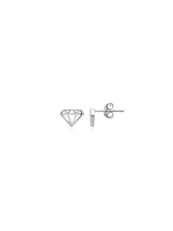 Boucles d'Oreilles en Argent Sterling 925 avec Motif Diamant - Design Sophistiqué et Fermoir Poussette