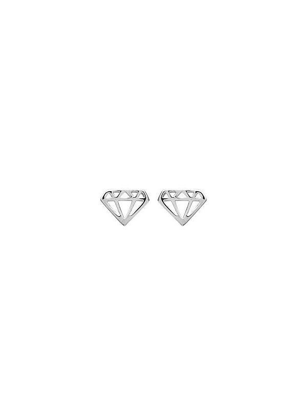 Boucles d'Oreilles en Argent Sterling 925 avec Motif Diamant - Design Sophistiqué et Fermoir Poussette