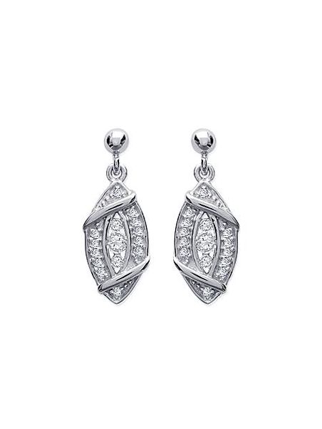 Boucles d'Oreilles en Argent Sterling 925 avec Ovale Incrusté de Zircon - Éclat Sophistiqué et Fermoir Poussette