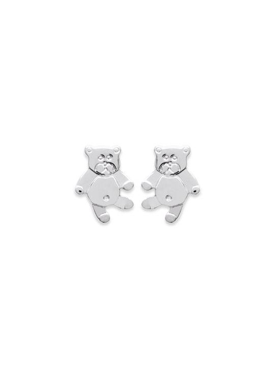 Boucles d'Oreilles en Argent Sterling 925 avec Motif Ourson - Design Adorable et Fermoir Poussette