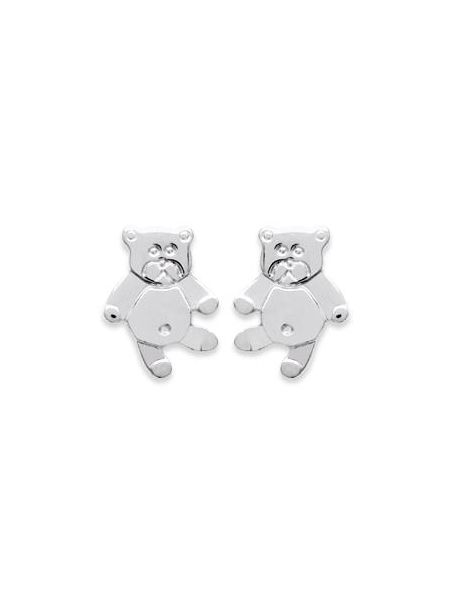 Boucles d'Oreilles en Argent Sterling 925 avec Motif Ourson - Design Adorable et Fermoir Poussette