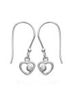 Boucles d'Oreilles à Crochet en Argent Sterling 925 avec Cœur et Zircon Incrusté sur le Côté - Élégance Subtile et Romantique