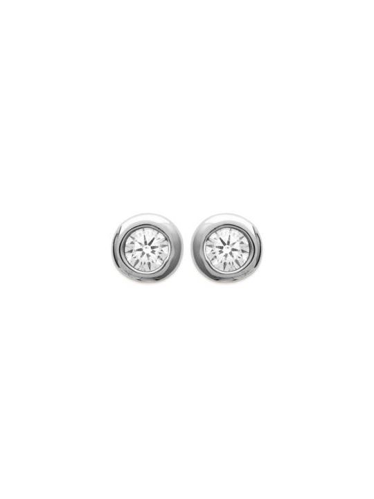 Boucles d'Oreilles Clou en Argent Sterling 925 avec Sphère de 3 mm et Zircon - Design Délicat et Fermoir Poussette