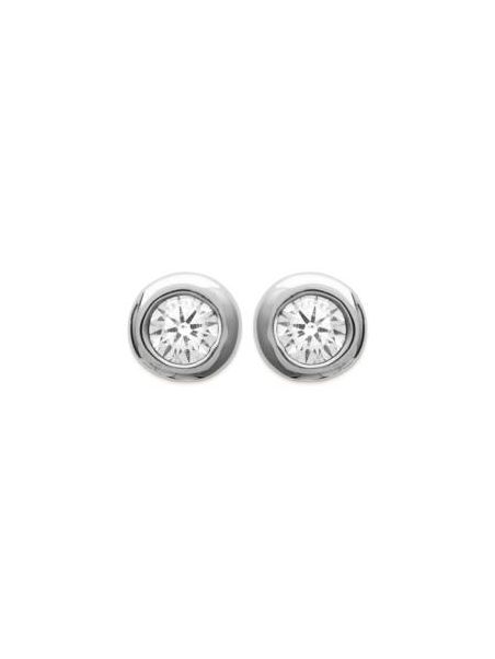 Boucles d'Oreilles Clou en Argent Sterling 925 avec Sphère de 3 mm et Zircon - Design Délicat et Fermoir Poussette