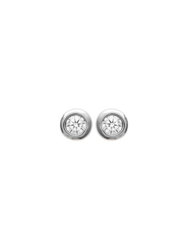 Boucles d'Oreilles Clou en Argent Sterling 925 avec Sphère de 3 mm et Zircon - Design Délicat et Fermoir Poussette