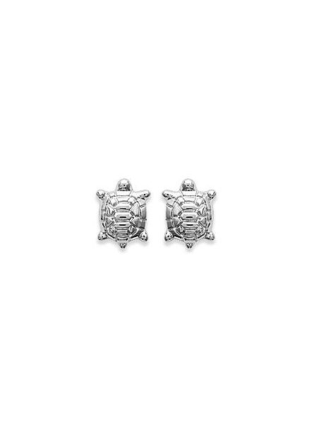 Boucles d'Oreilles Clou en Argent Sterling 925 avec Motif Tortue - Charme Naturel et Fermoir Poussette