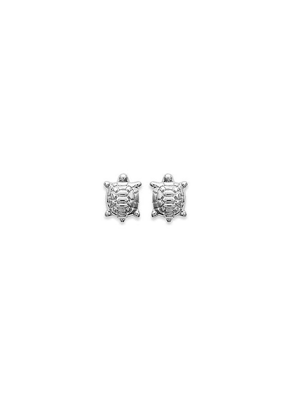 Boucles d'Oreilles Clou en Argent Sterling 925 avec Motif Tortue - Charme Naturel et Fermoir Poussette